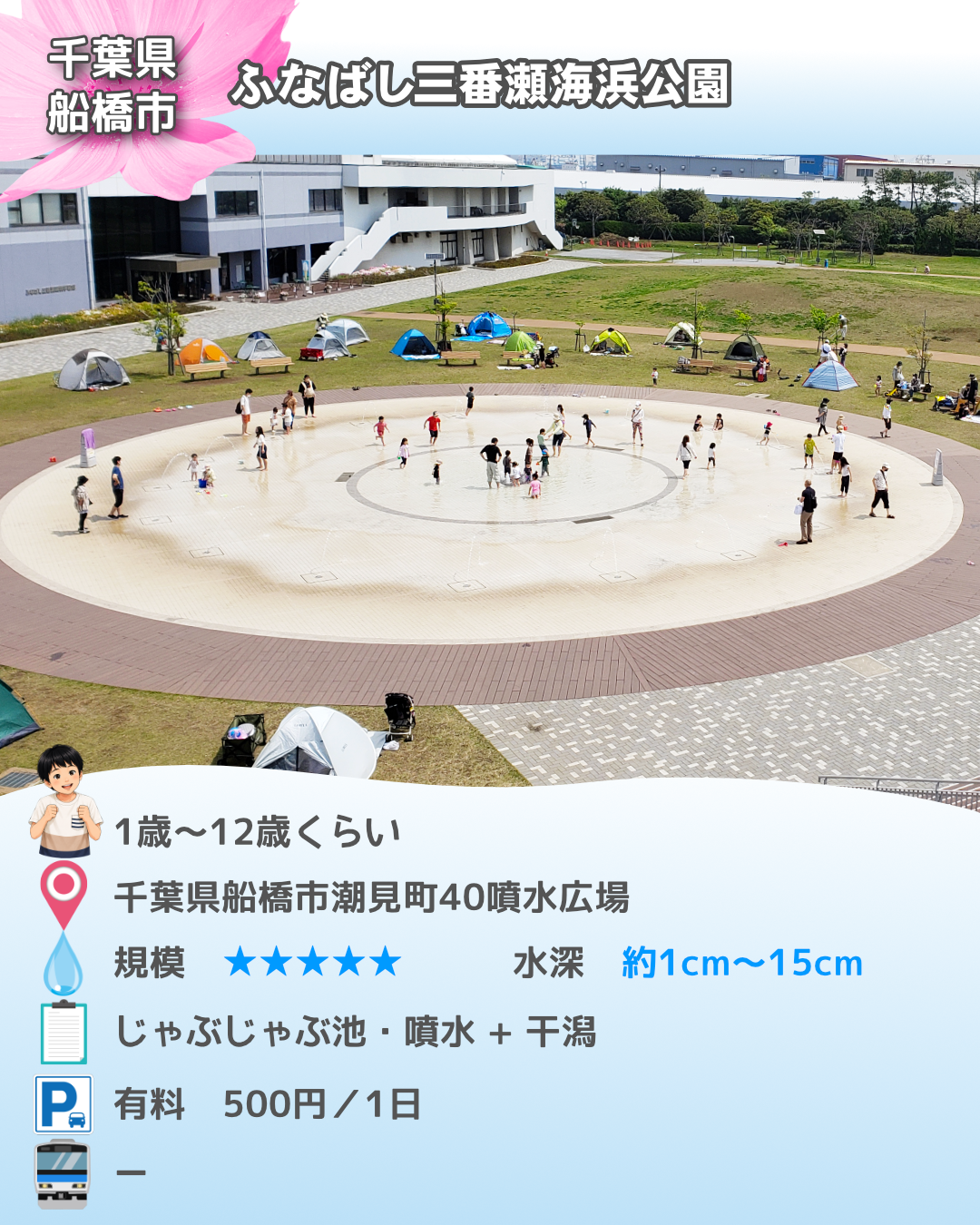 ふなばし三番瀬海浜公園の噴水広場