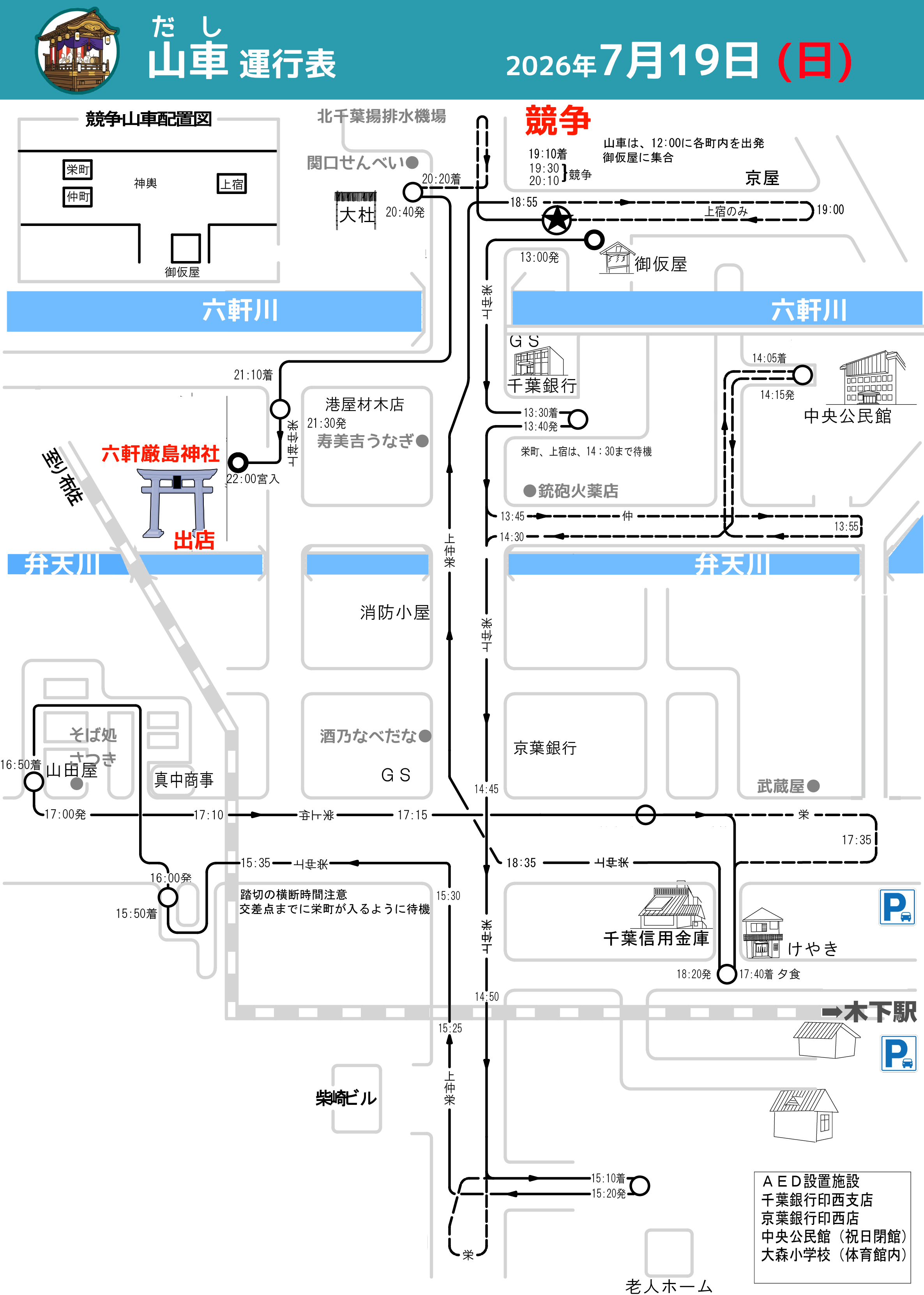六軒厳島神社祭礼2026運行表7月19日山車