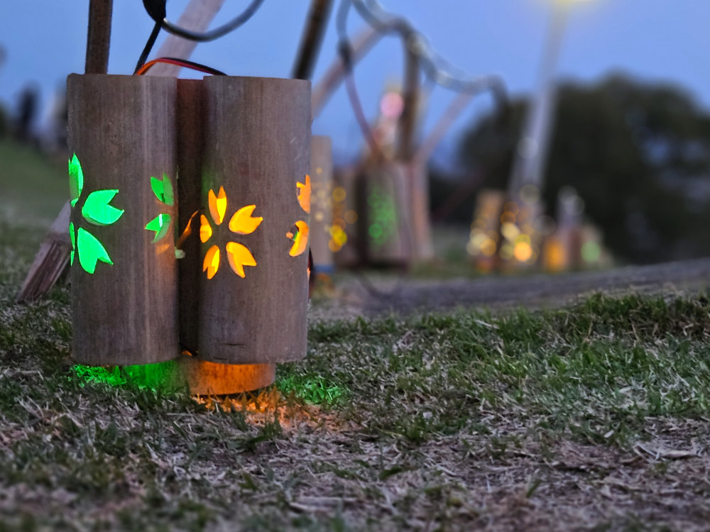 手賀沼の竹灯篭ライトアップ