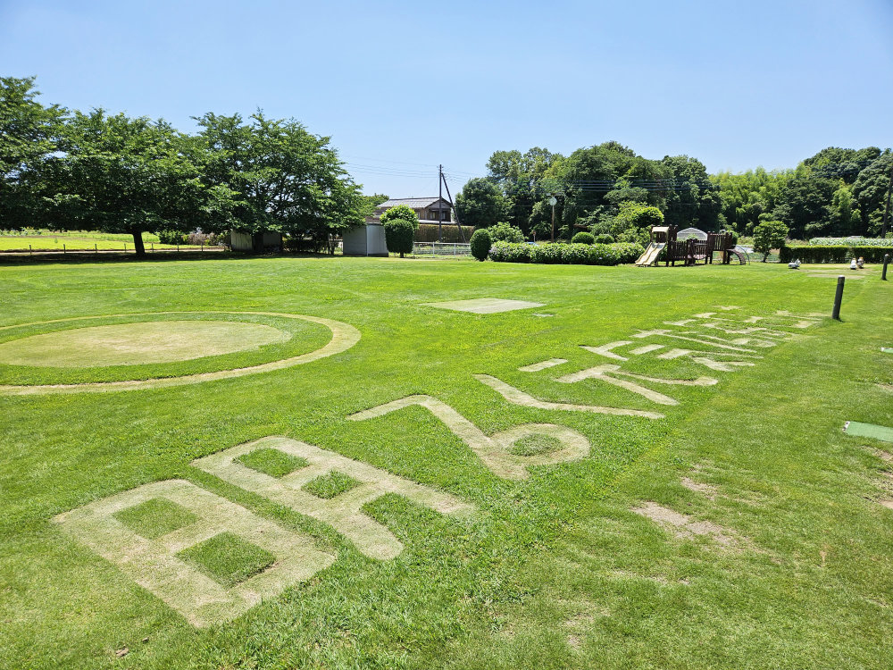 船穂コミュニティセンターの芝生アート